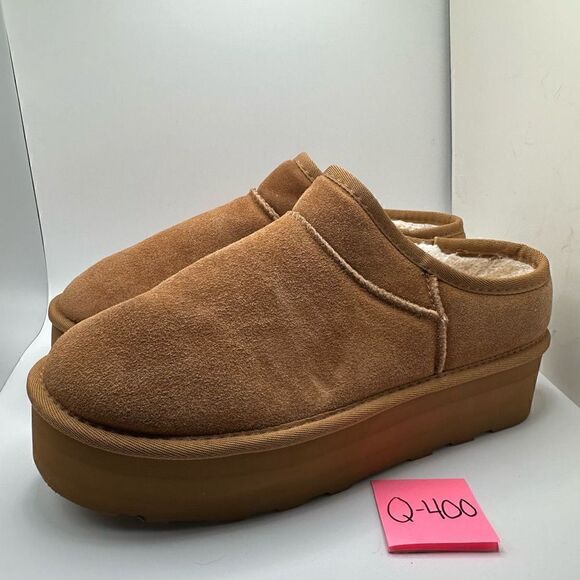 CUSHIONAIRE Women's Genuine Suede Cozy Mule Platform +Memory Foam 11 WIDE CHESTN - Picture 3 of 7